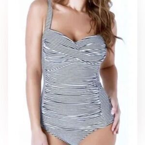 Bond Eye One Piece Striped Black & white swimsuit size 8